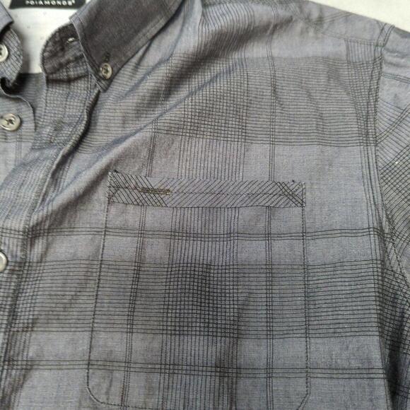 7 Diamonds Premium Gray Windowpane Long Sleeve Button Down - Small Casual - Picture 3 of 9